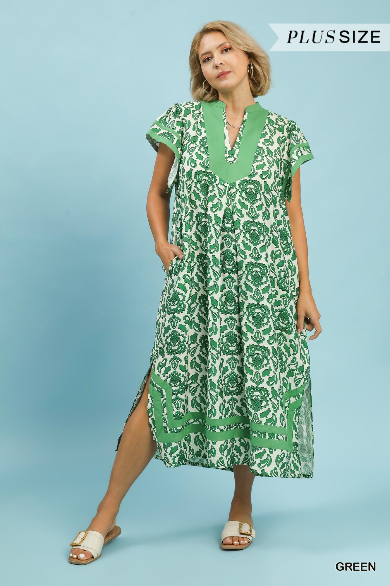 southern midi dress Abstract Two Tone Print Midi Dress
