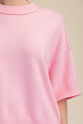 Crew-Neck Elbow-Length Sleeves Sweater