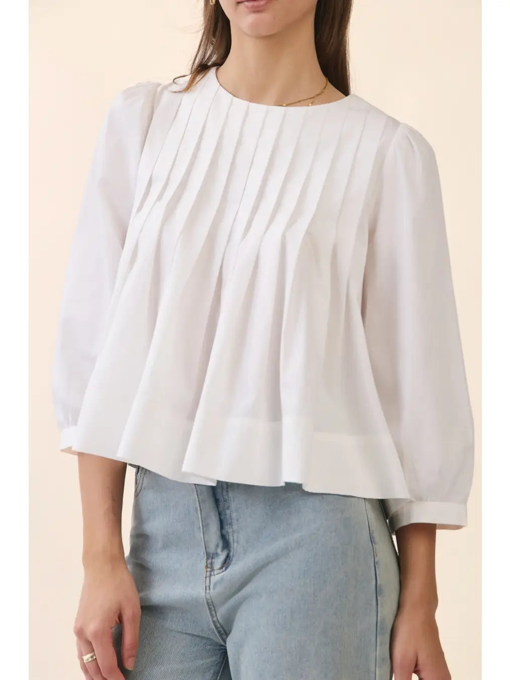 Pintuck Blouse-White