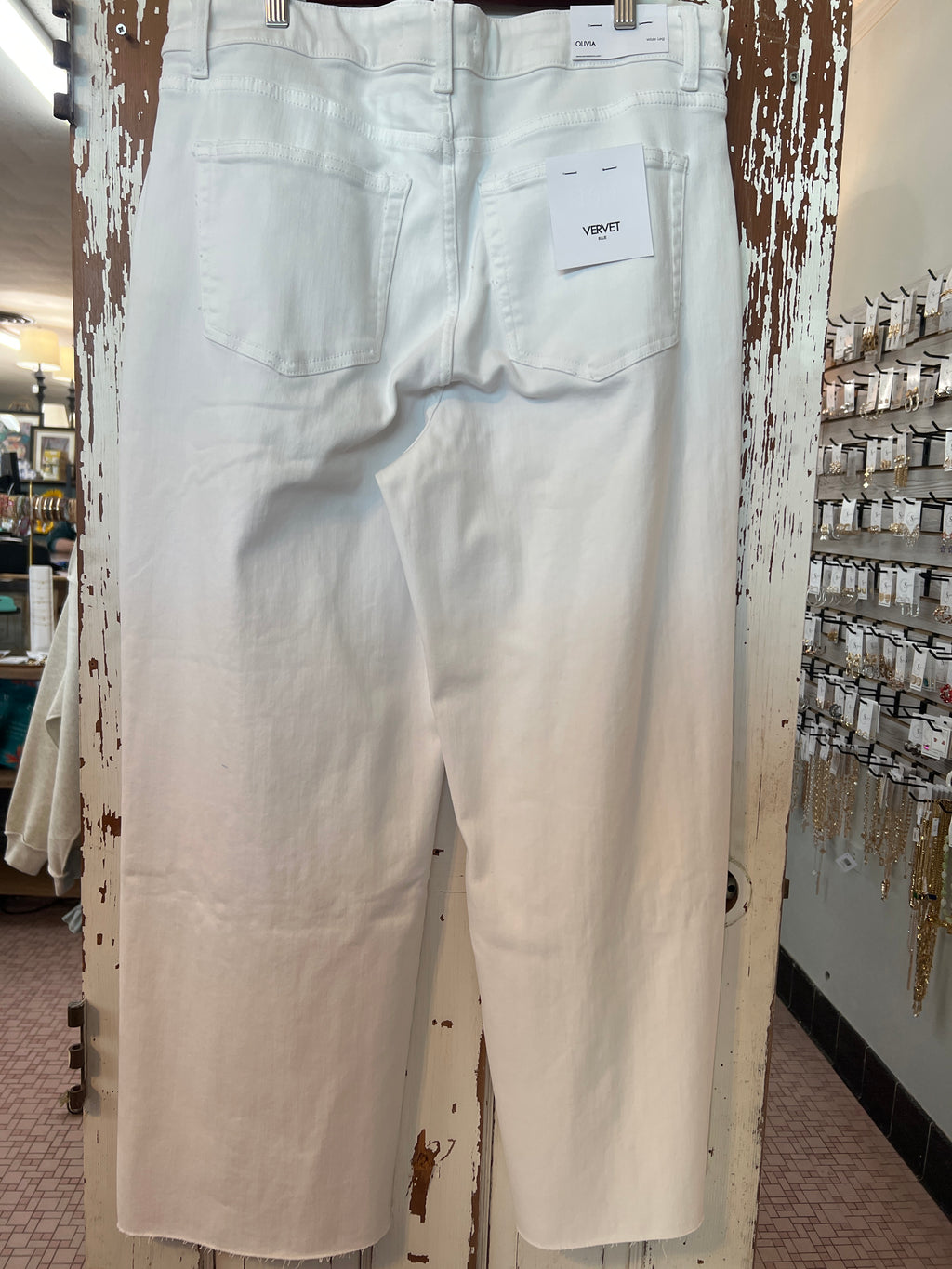 Vervet High Rise Crop White Wide Leg