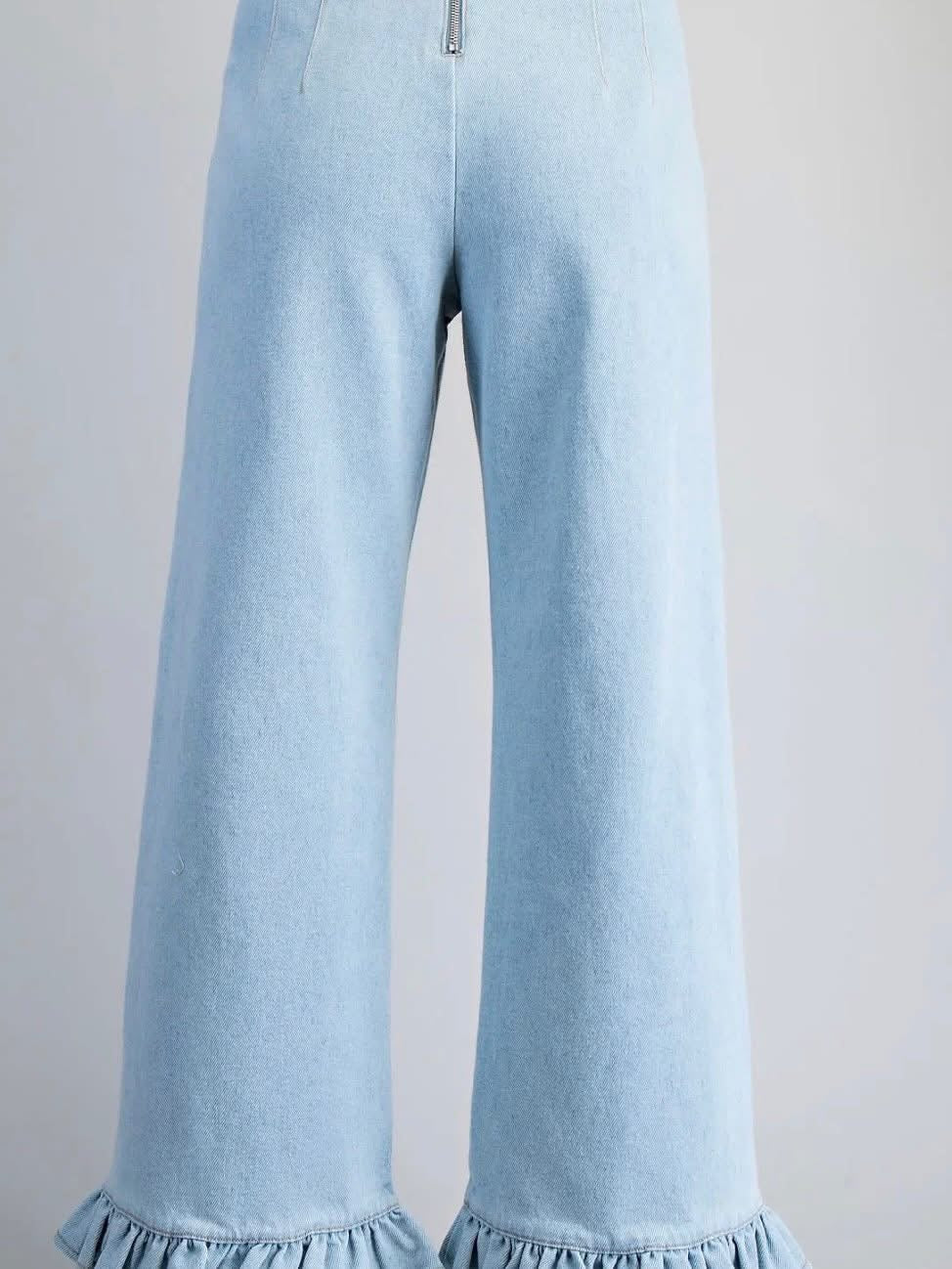 Mineral Washed Ruffled Hem Pants