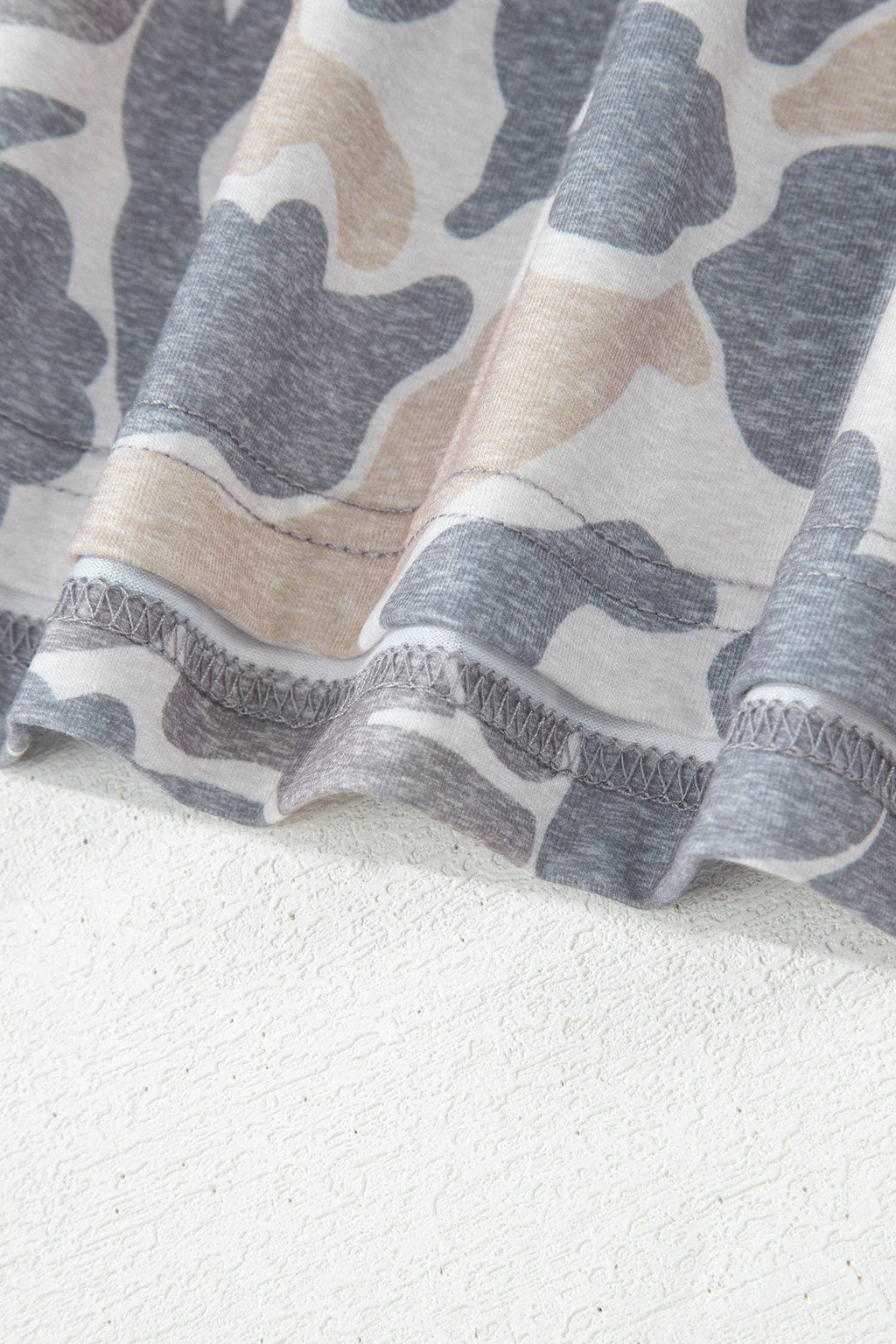 Neutral Camo Print Oversized Casual Crewneck T Shirt