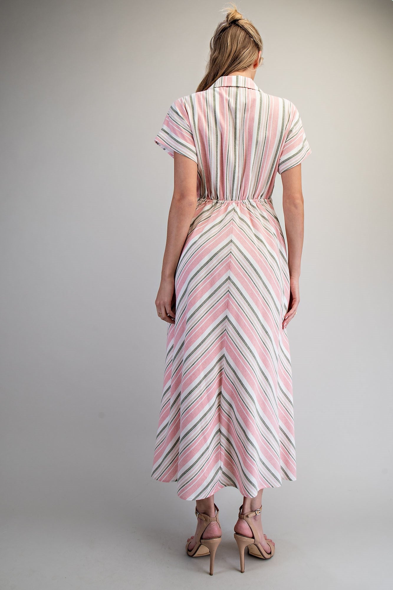 Striped Tie Waist Maxi Dress