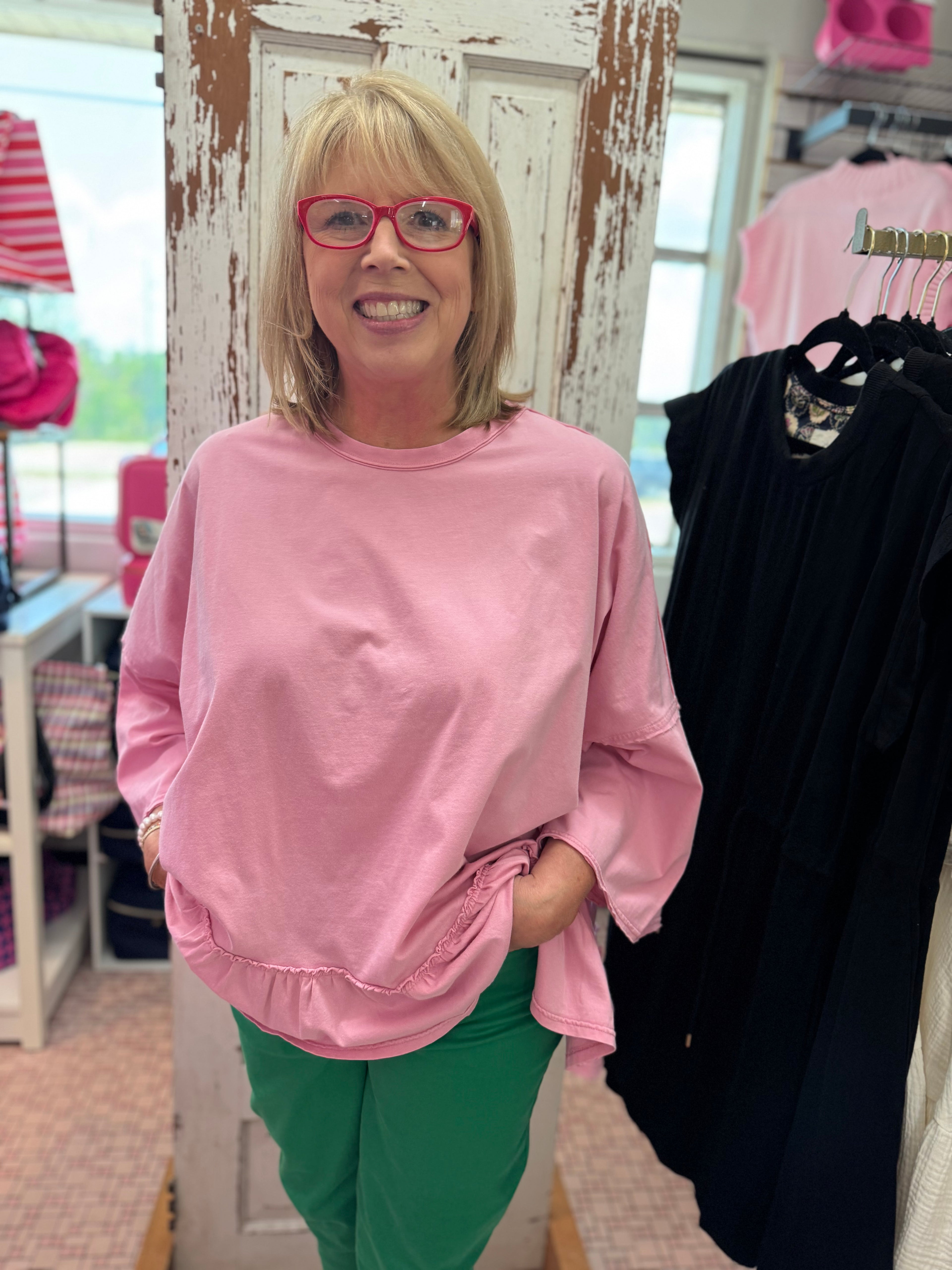 Ruffle Bottom Washed Cotton Tunic