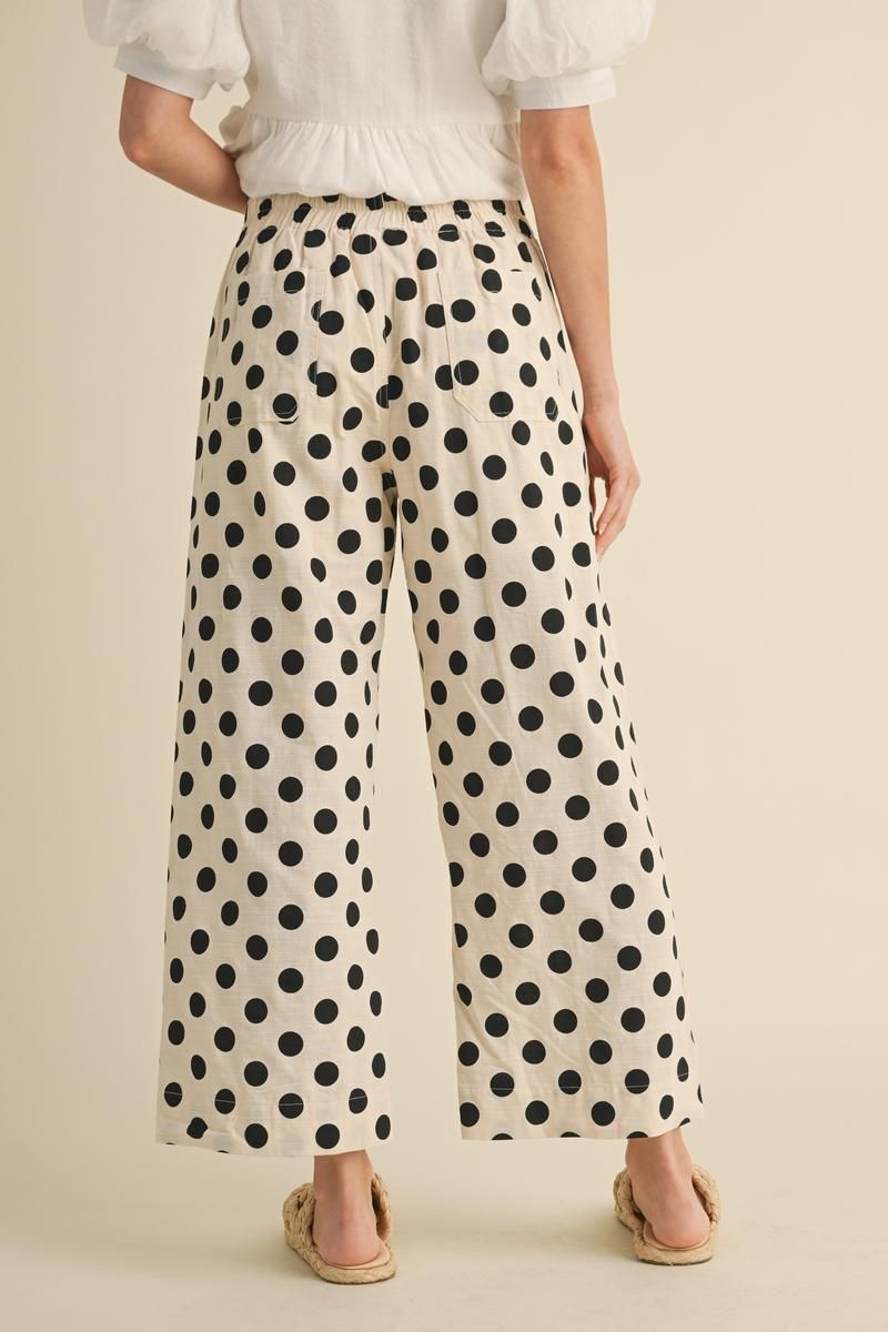 Polka Dot Print Wide Leg Pants