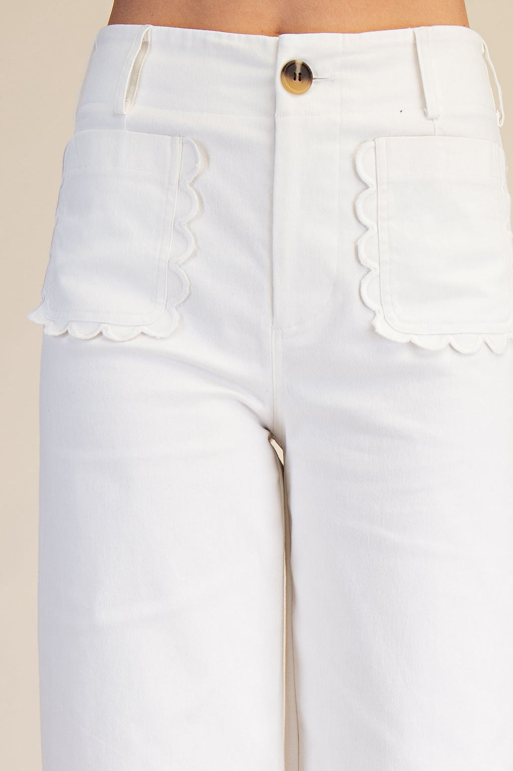 Glam Colette Cropped Wide-Leg Scallop Pocket Detail Pants