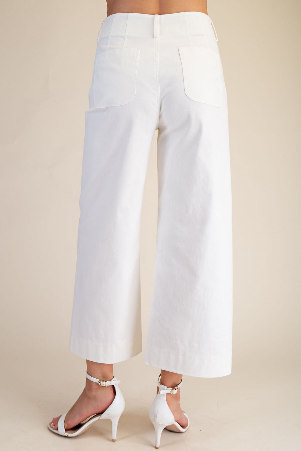 Glam Colette Cropped Wide-Leg Scallop Pocket Detail Pants
