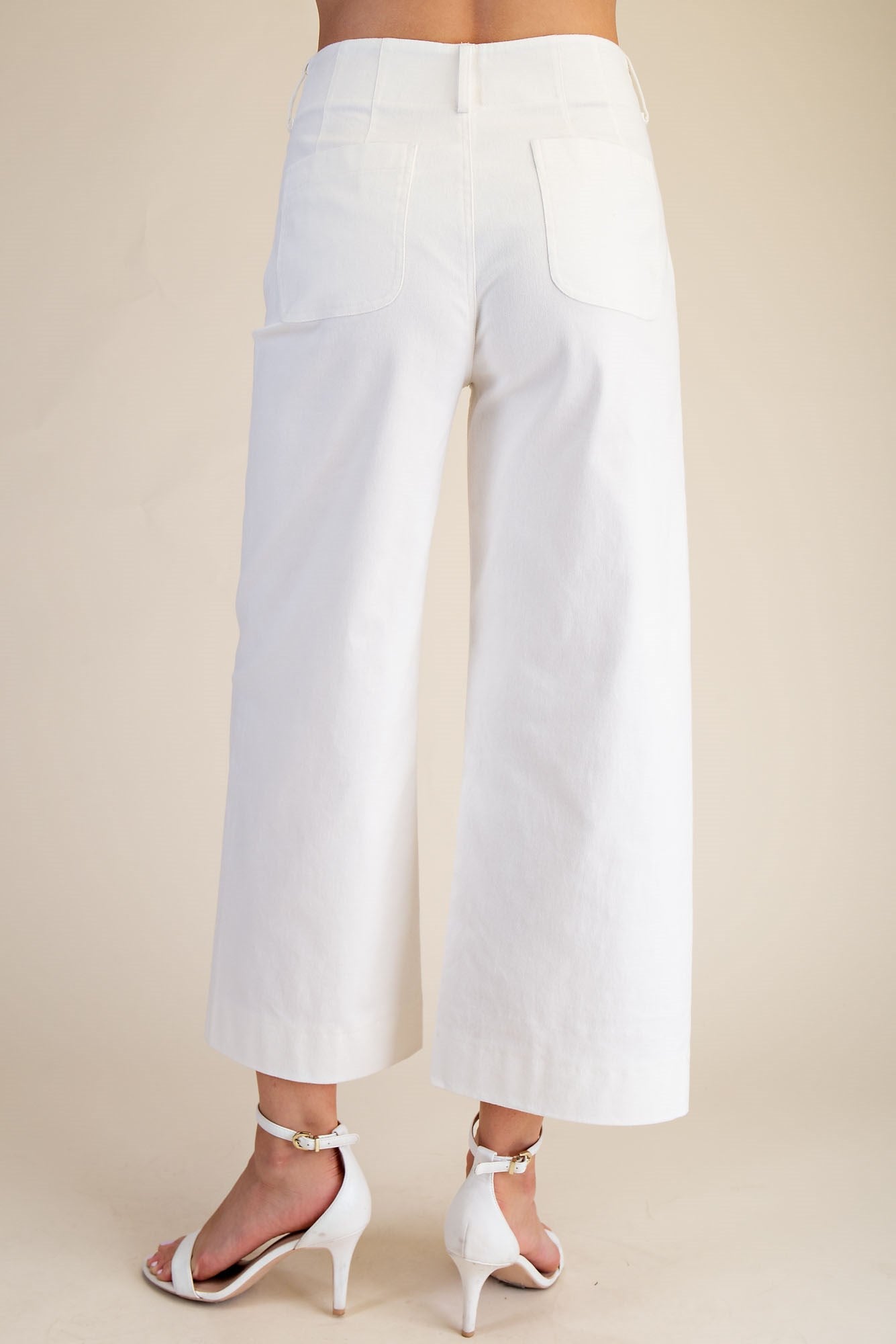 Glam Colette Cropped Wide-Leg Scallop Pocket Detail Pants
