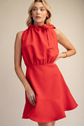 Gathered Bow Tie Dress