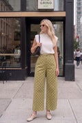 Casual Pants High Waist Barrel Leg Polka Dot *Stretch