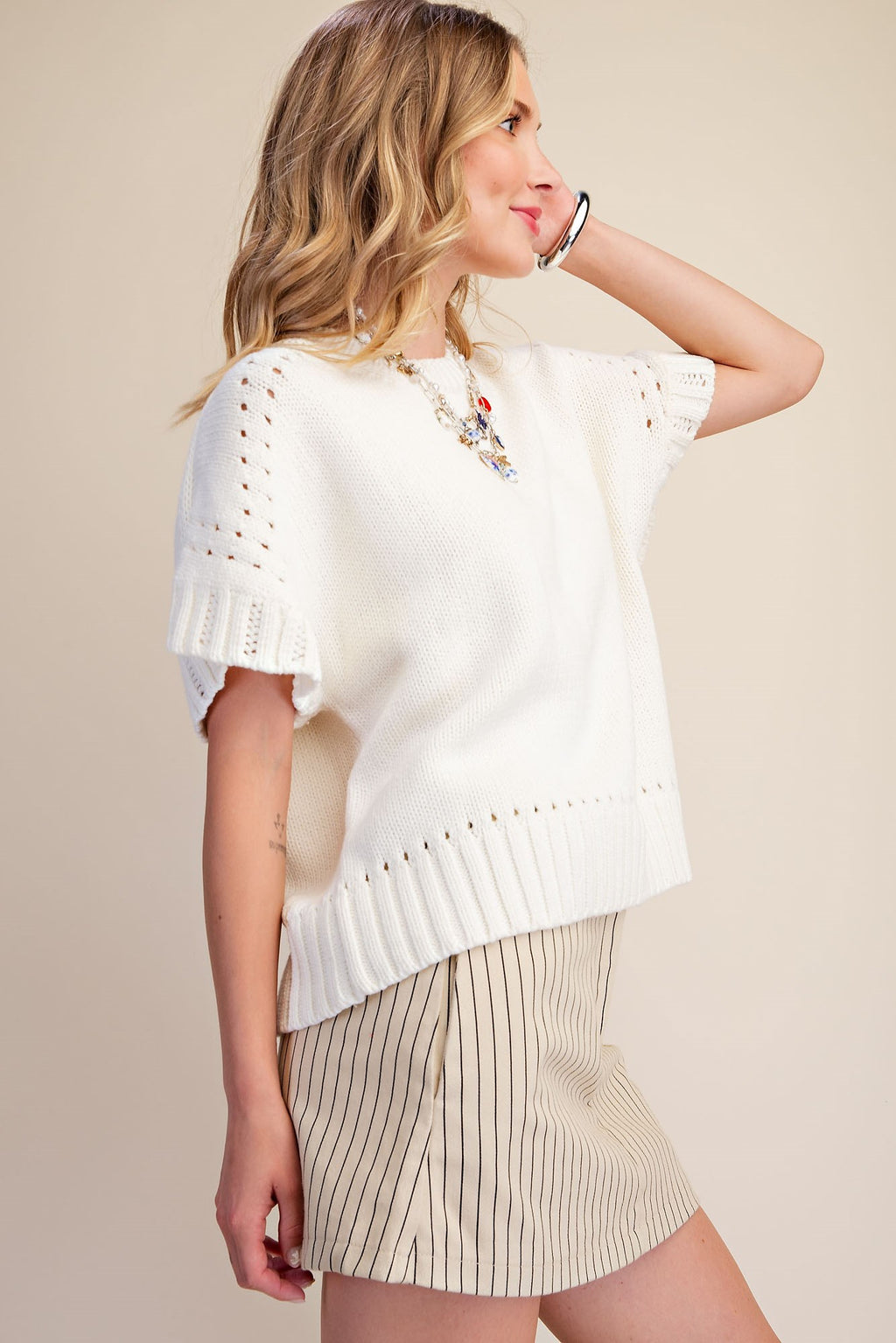 Short-Sleeve Crew-Neck Sweater