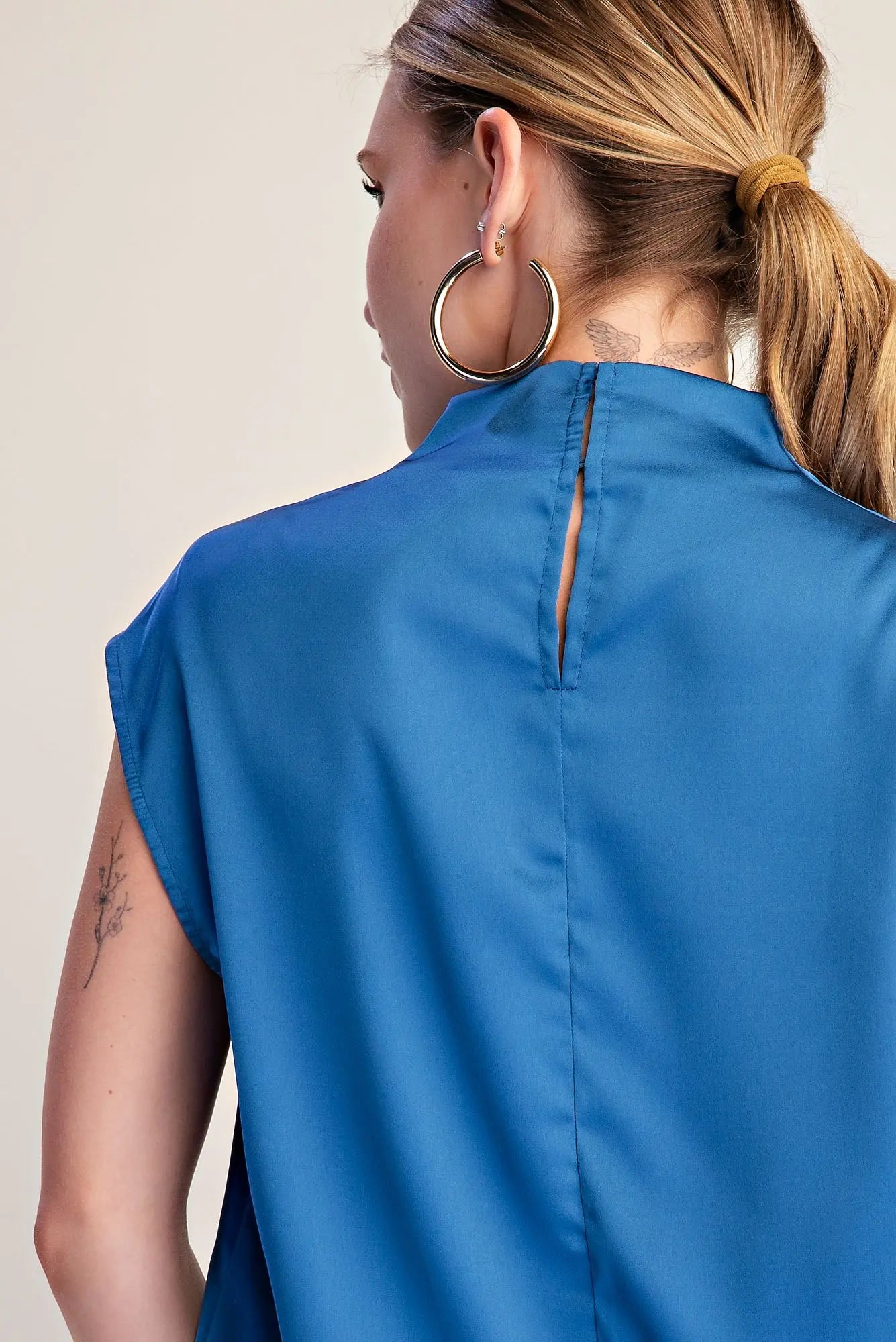 Cowl Neck Sleeveless Satin Top