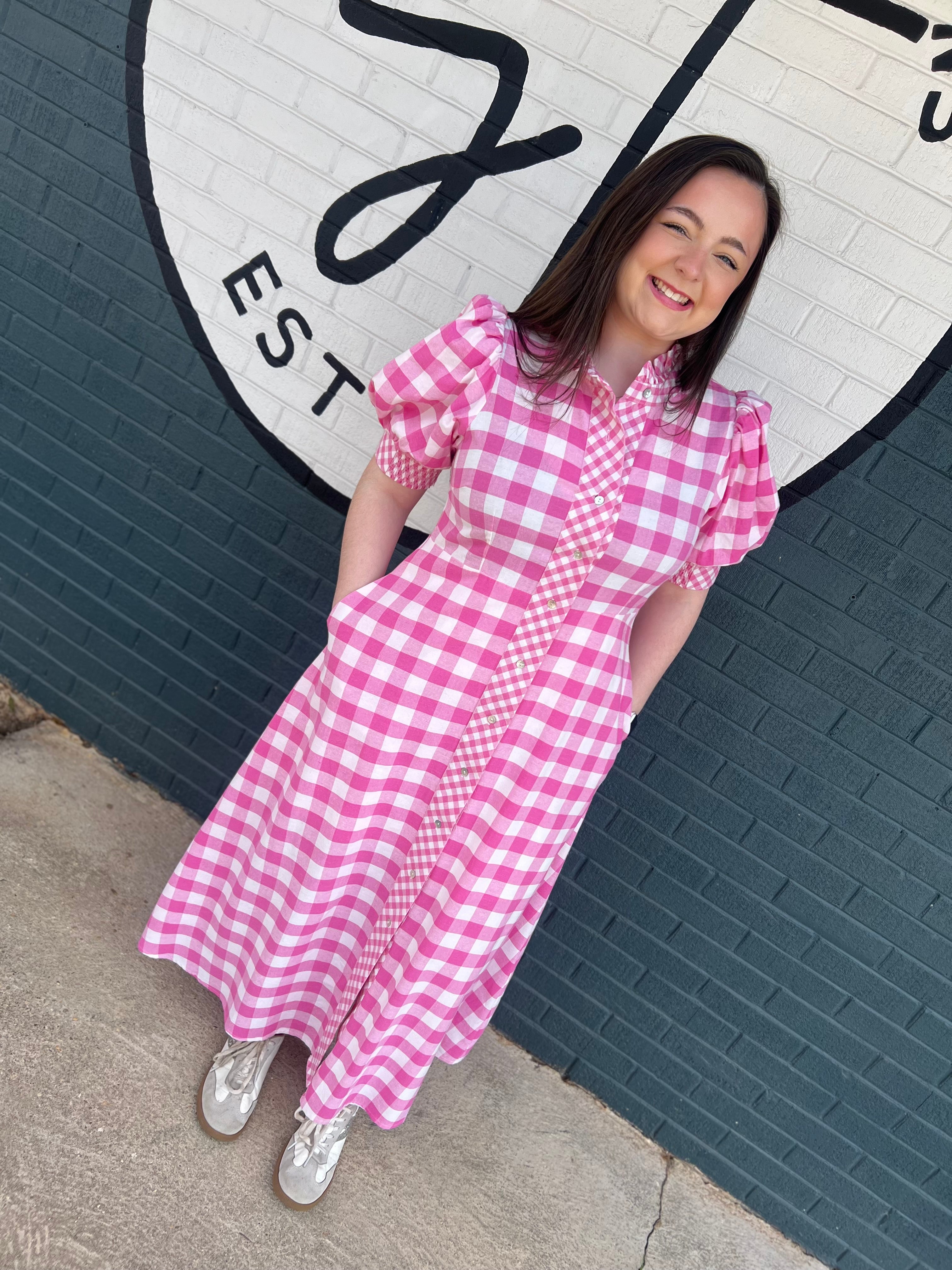 Gingham Midi Dress