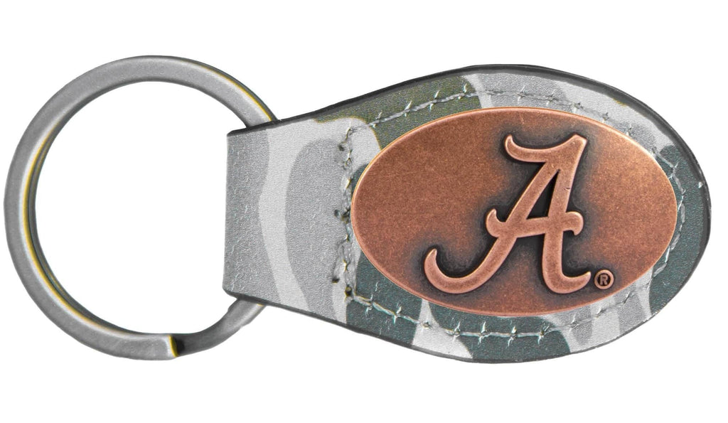 Alabama Crimson Tide Oval Camo Leather Key Fob.