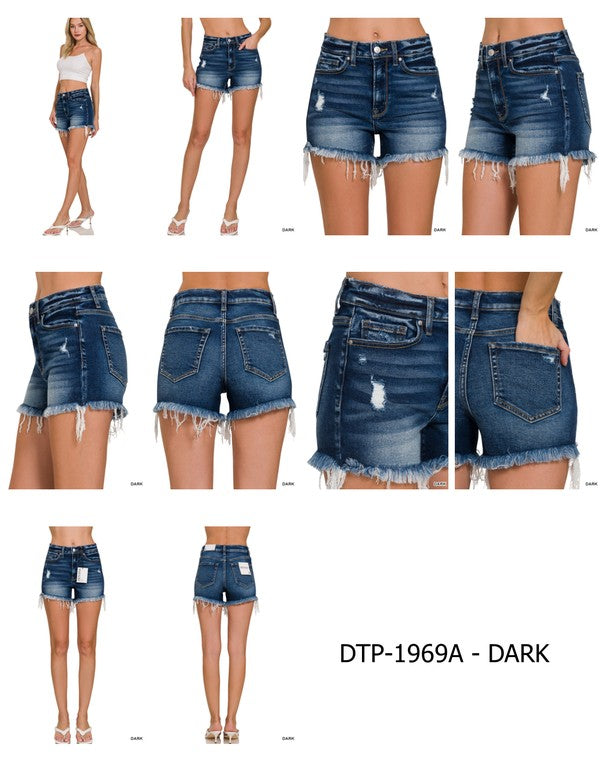 Raw Frayed Hem Ripped Denim Shorts