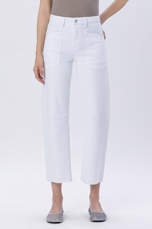 Super High-Rise Raw Hem Barrel Jeans