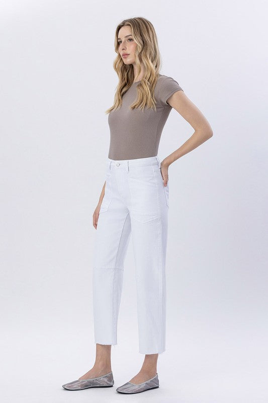 Super High-Rise Raw Hem Barrel Jeans