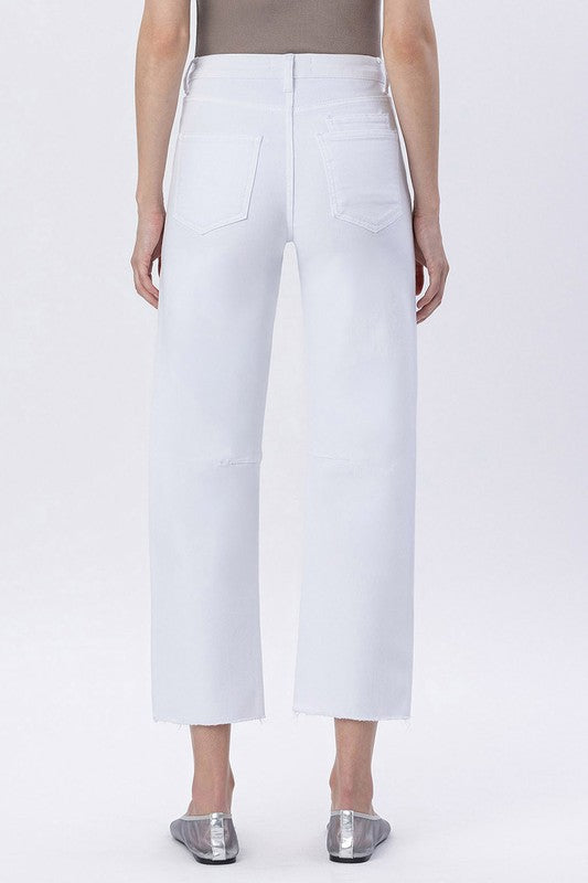 Super High-Rise Raw Hem Barrel Jeans