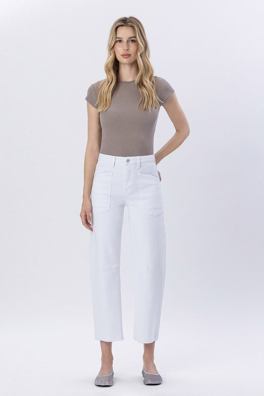 Super High-Rise Raw Hem Barrel Jeans