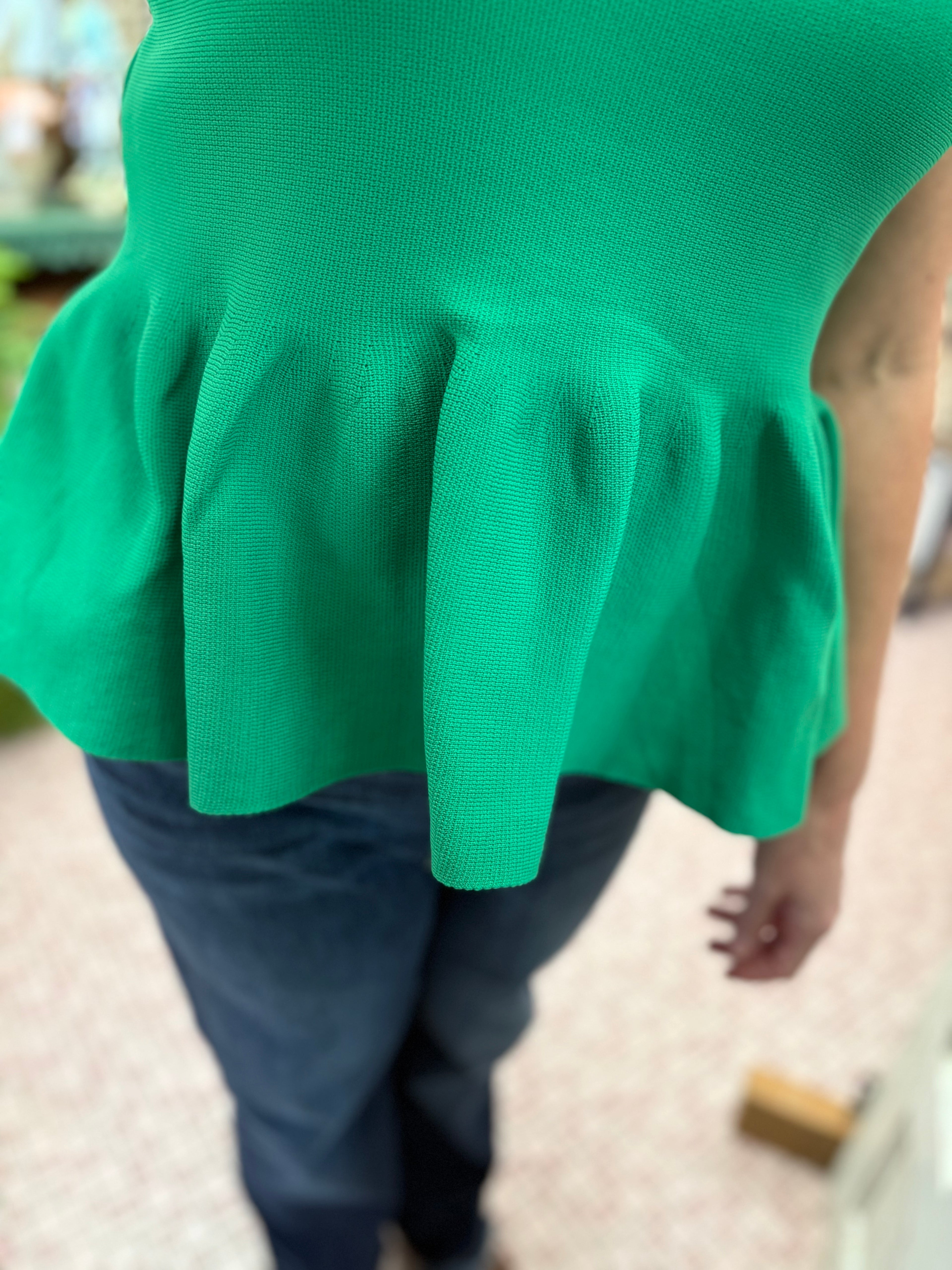 Entro Sleeveless Green Peplum Top