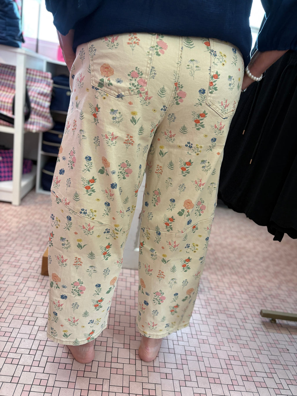 Flower Printed Washed Pants