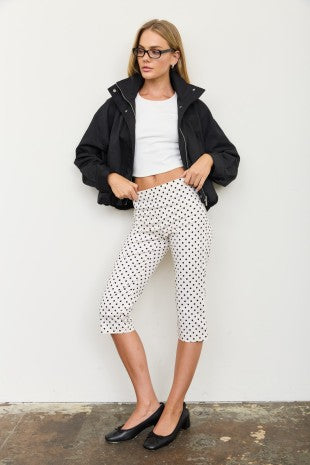 Zip-up Mock Neck Elastic Hem Jacket