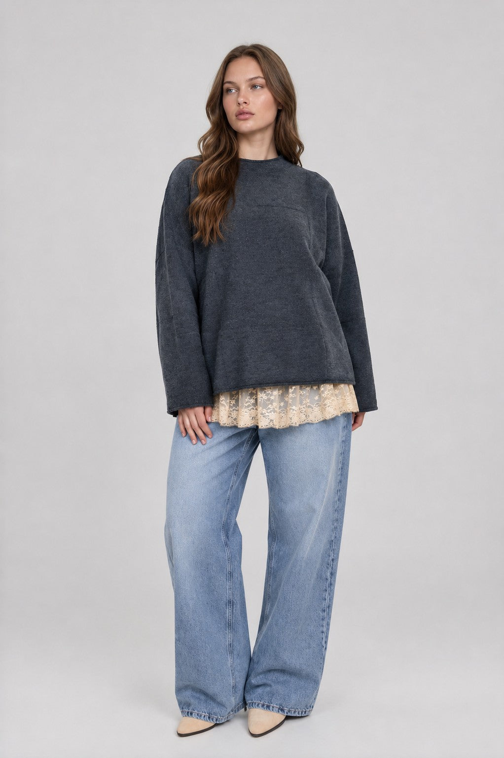 Checkered LS Sweater PLUS