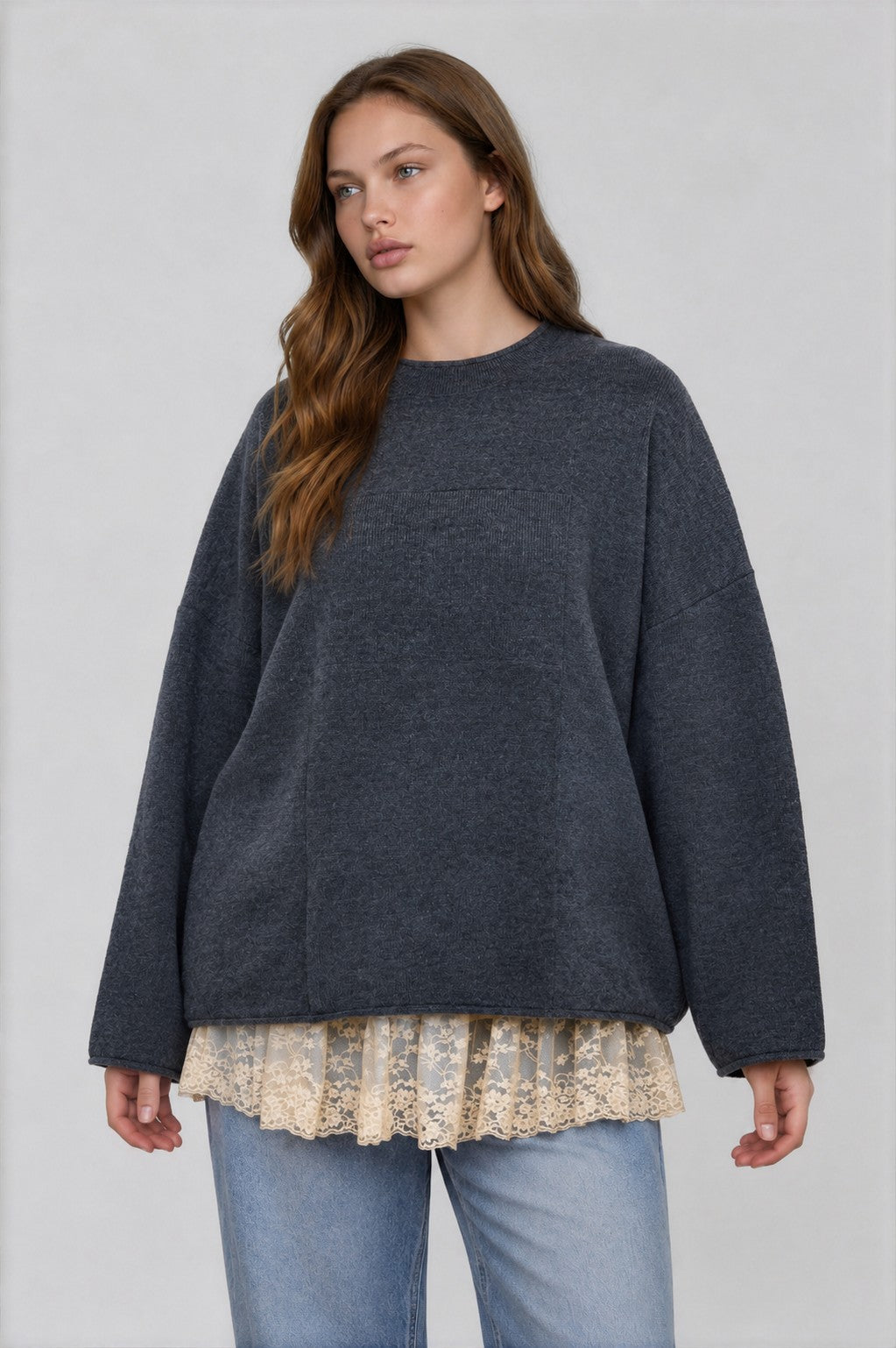 Checkered LS Sweater PLUS