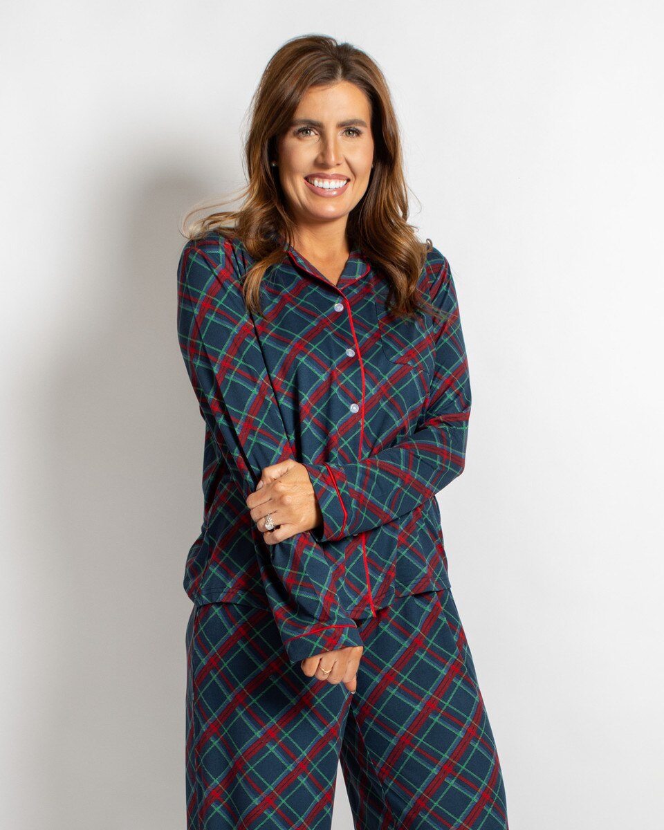 Layton Plaid Long Sleeve Button Up Sleep Shirt