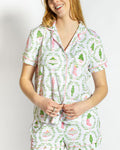Nutcracker Trellis Short Sleeve Button Up Sleep Shirt