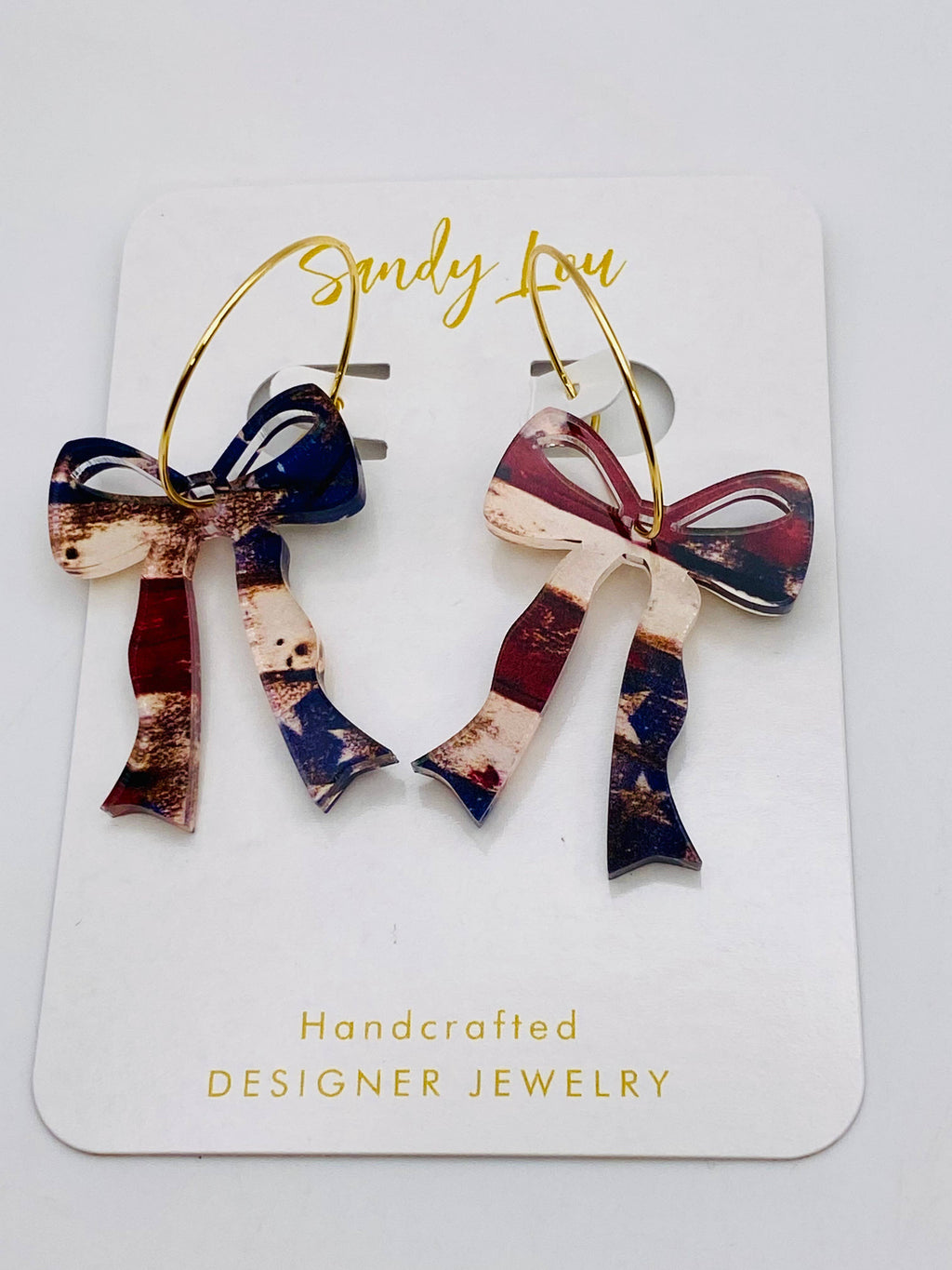 Old Glory Patriotic Bow Hoop Earrings - American Flag 