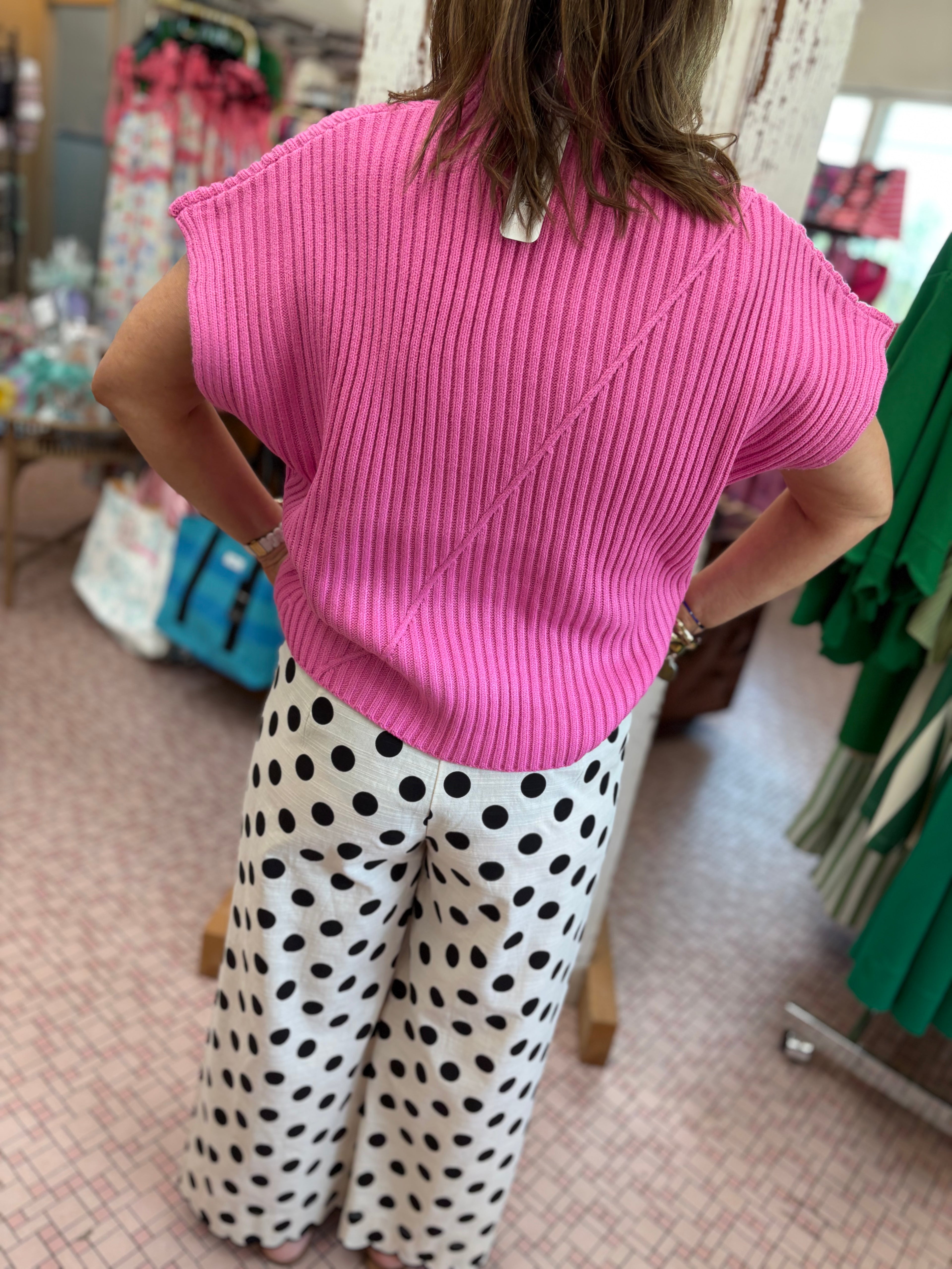 Embroidered Scallop Edge Detailed Polka Dot Pants