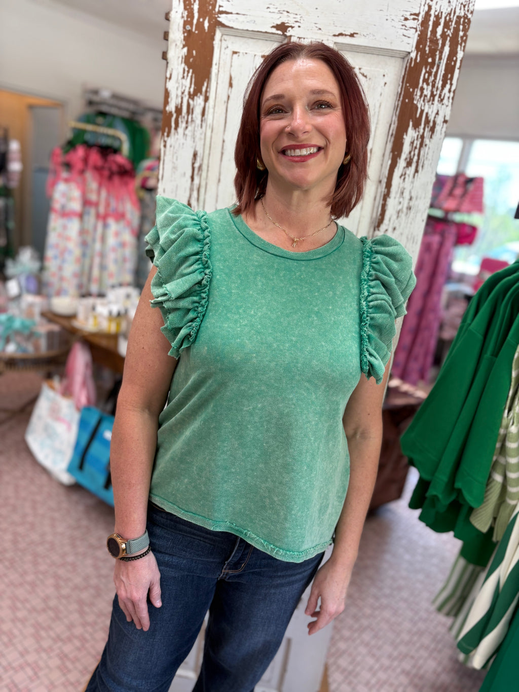 Mineral Wash Round Neck Top