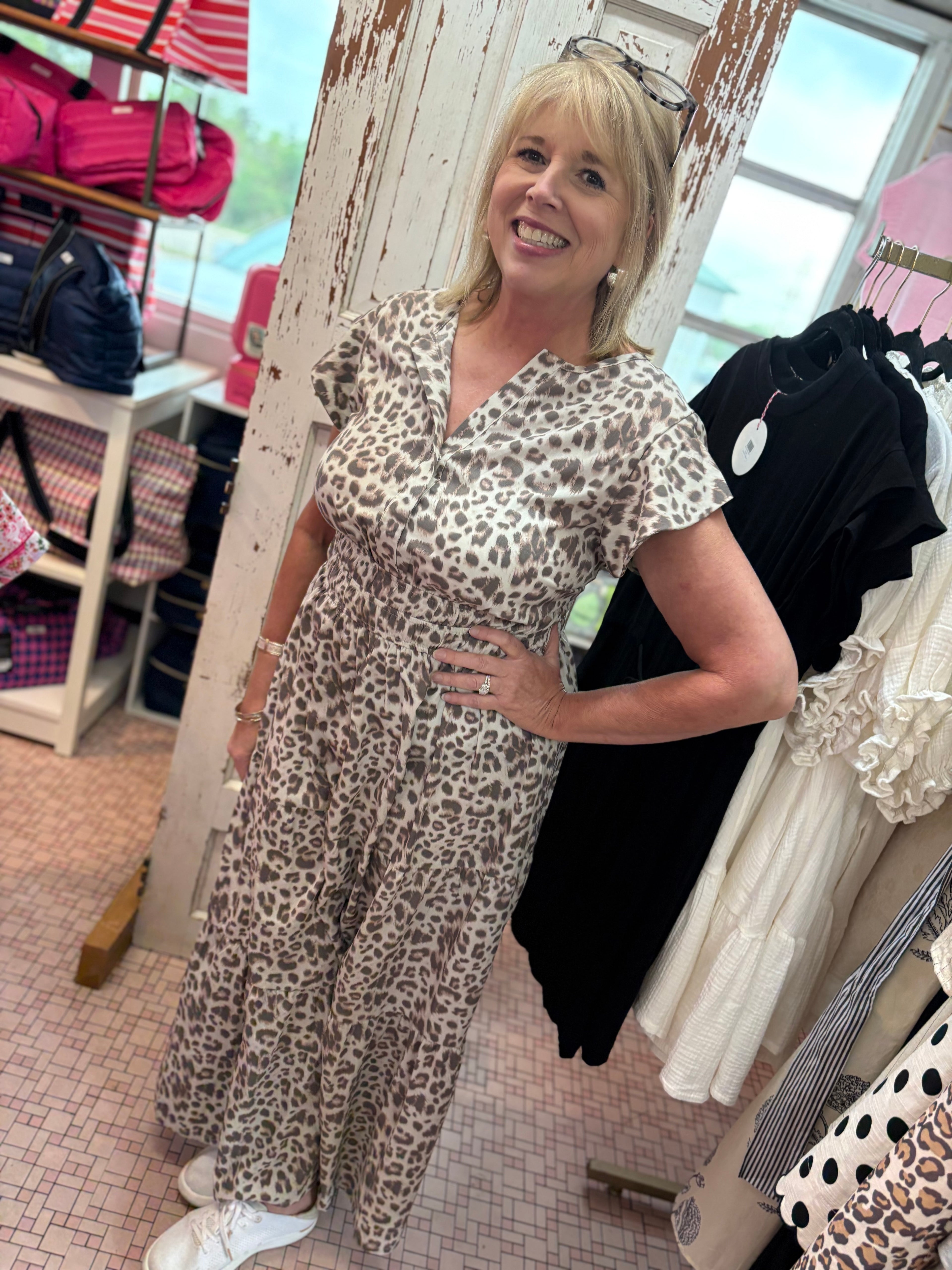 Leopard Print Tiered Dress Plus