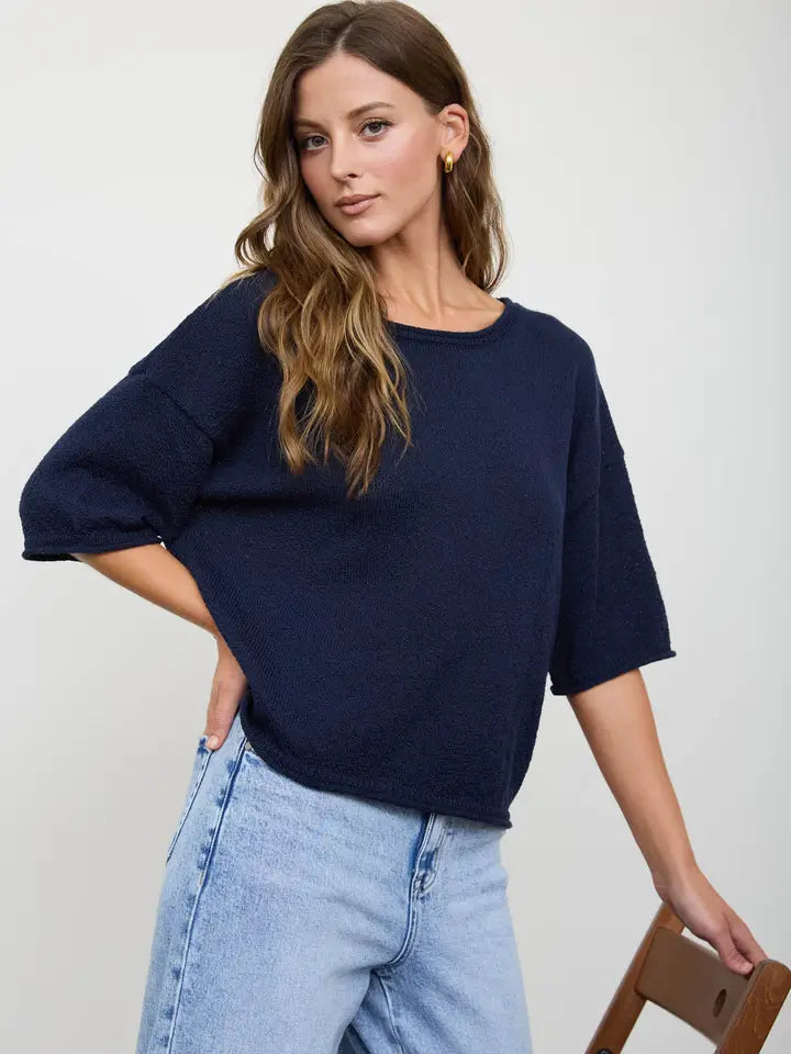 Boxy Short Sleeve Knit Sweater