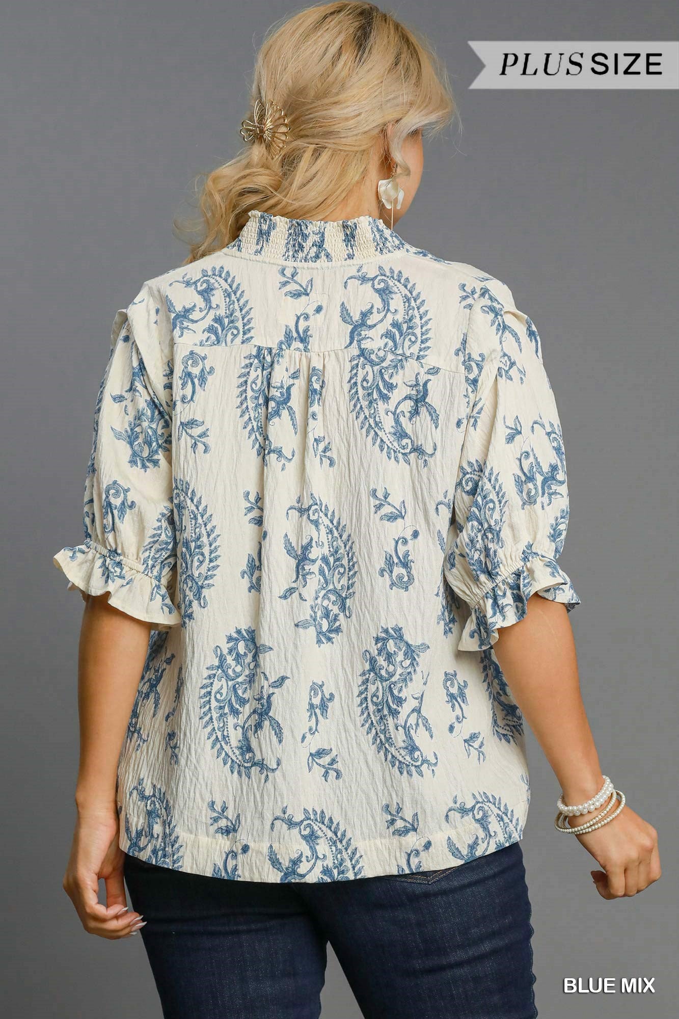 Paisley Print V-Neck Top