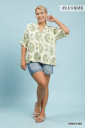 Paisley Print V-Neck Top