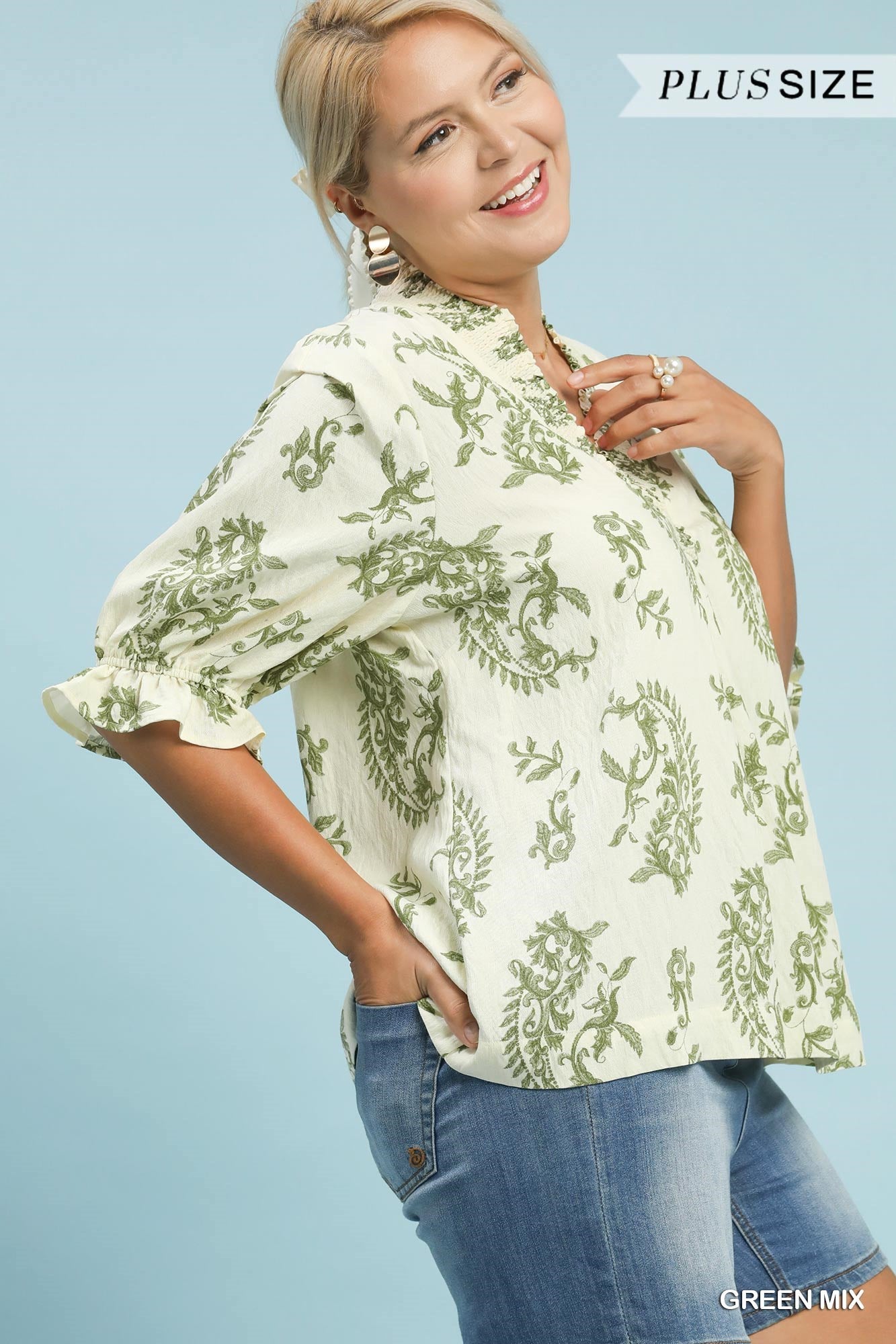 Paisley Print V-Neck Top