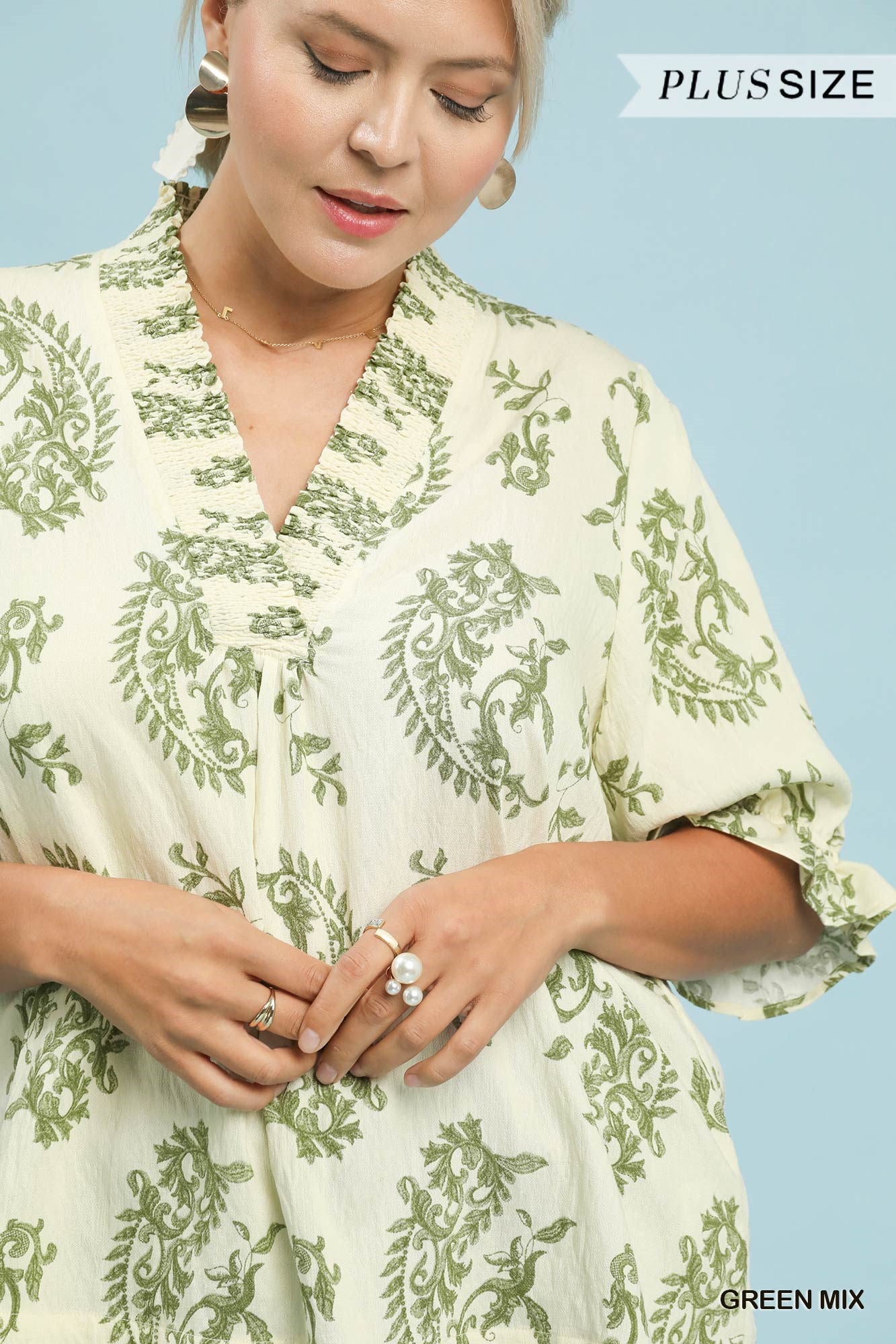 Paisley Print V-Neck Top