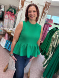 Entro Sleeveless Green Peplum Top