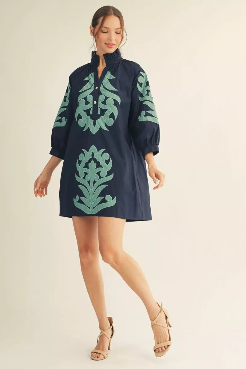 Jodifl  Baroque floral applique shift dress
