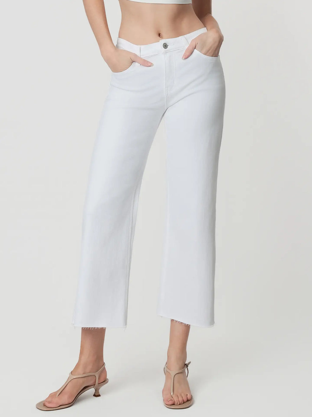 Vervet High Rise Crop Wide Leg Optic White Jeans