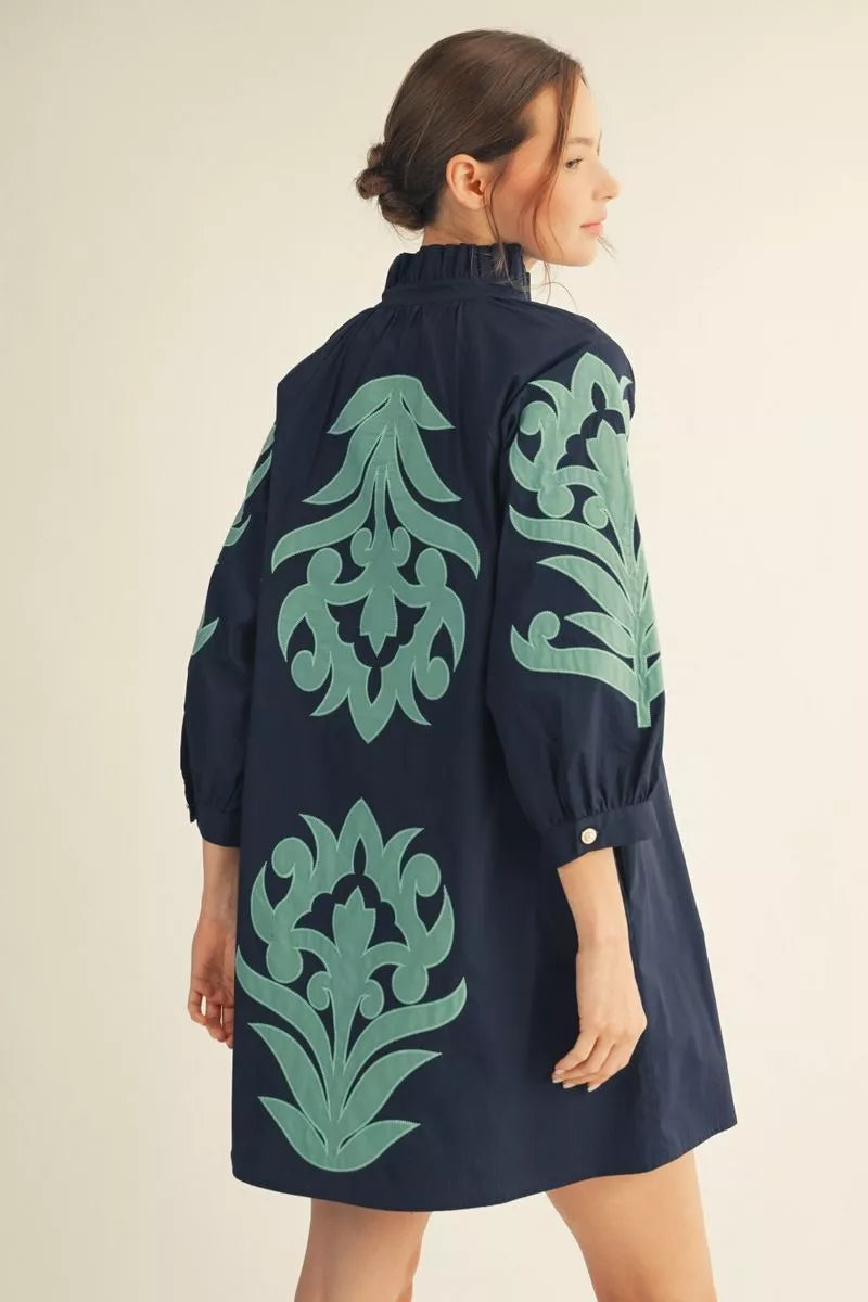 Jodifl  Baroque floral applique shift dress