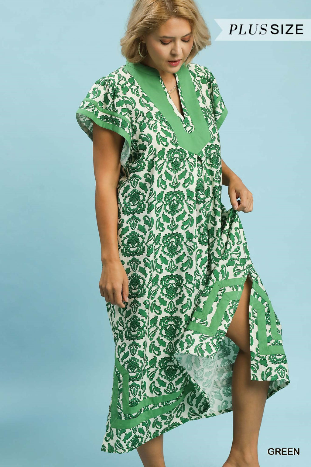 Abstract Two Tone Print Midi Dress