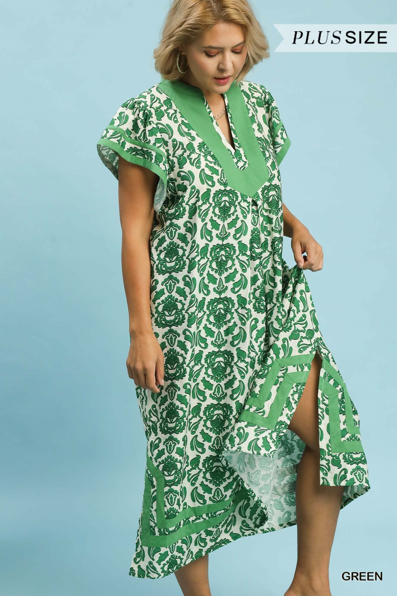 Abstract Two Tone Print Midi Dress