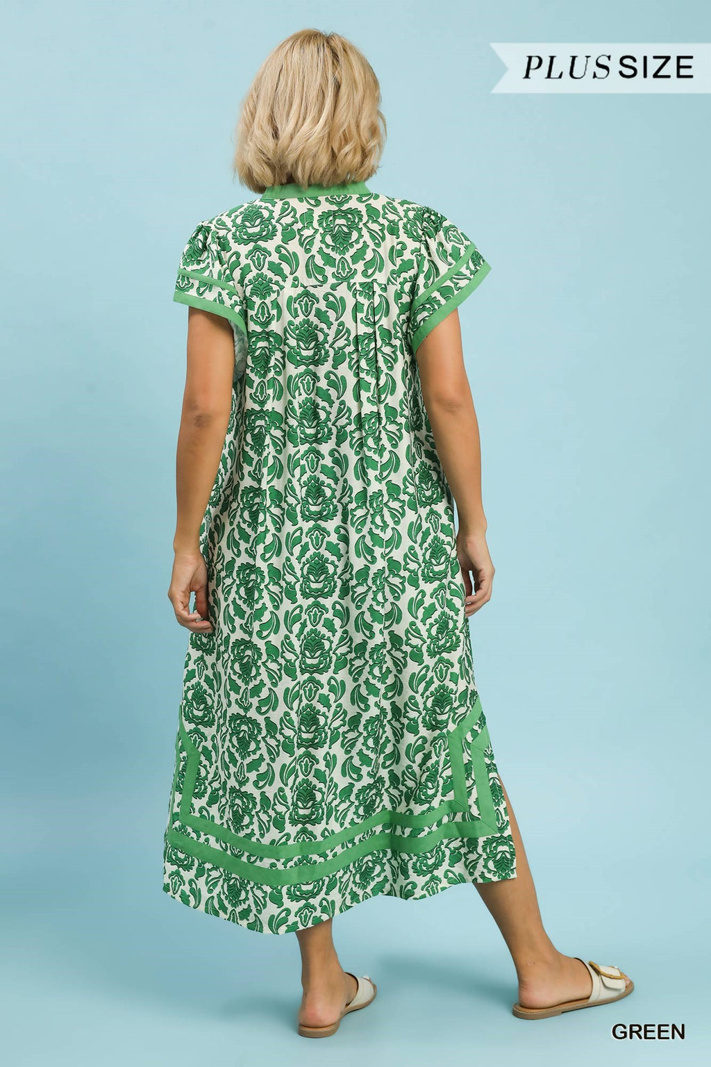 Abstract Two Tone Print Midi Dress