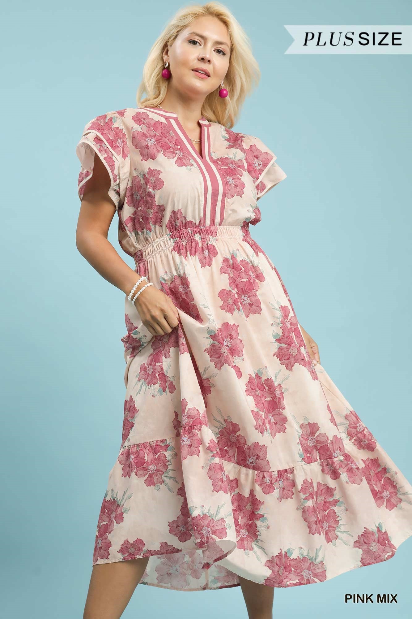 Floral Flutter Sleeve Midi Dress