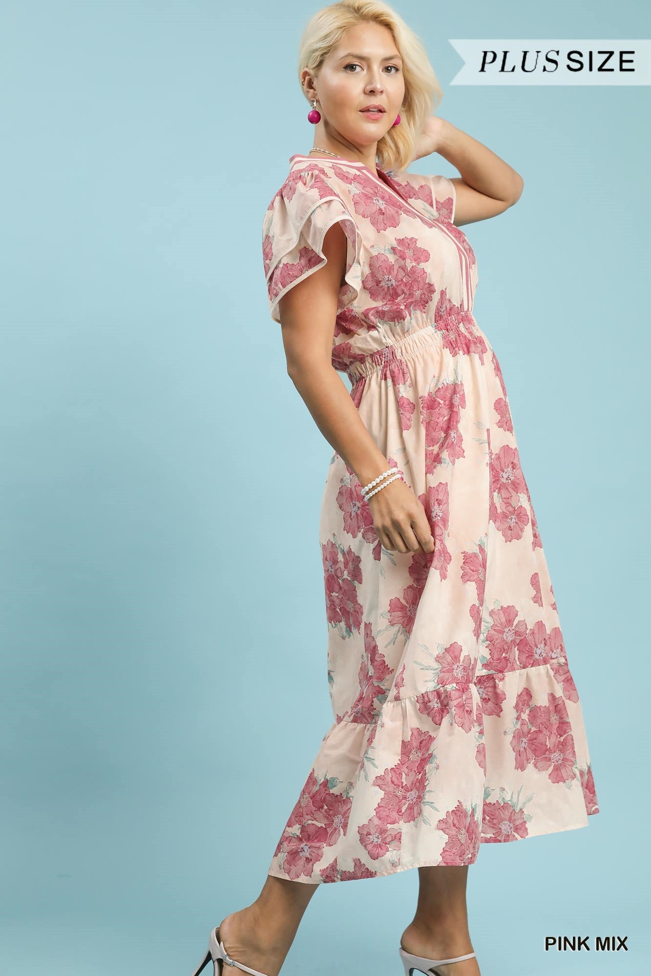 Floral Flutter Sleeve Midi Dress