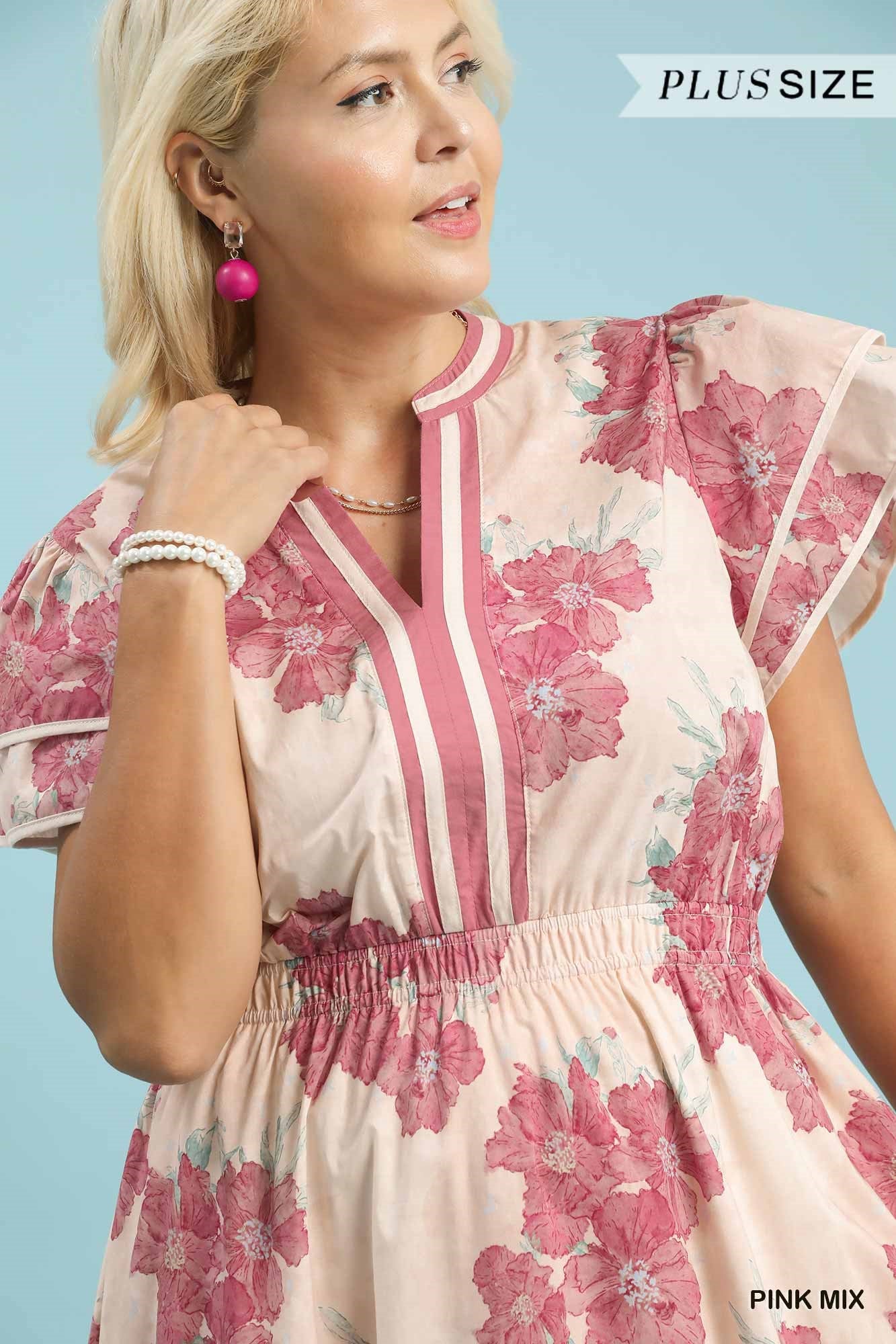 Floral Flutter Sleeve Midi Dress