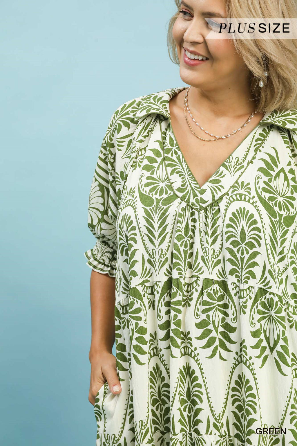 Two tone Border Print Midi Dress